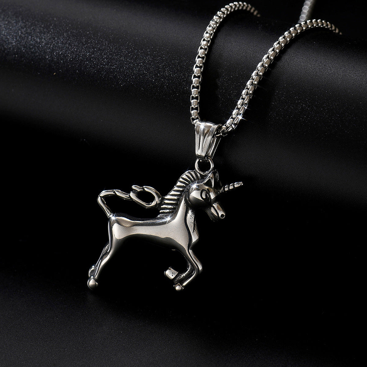 Hip Hop Style Stereo Horse Stainless Steel Necklace