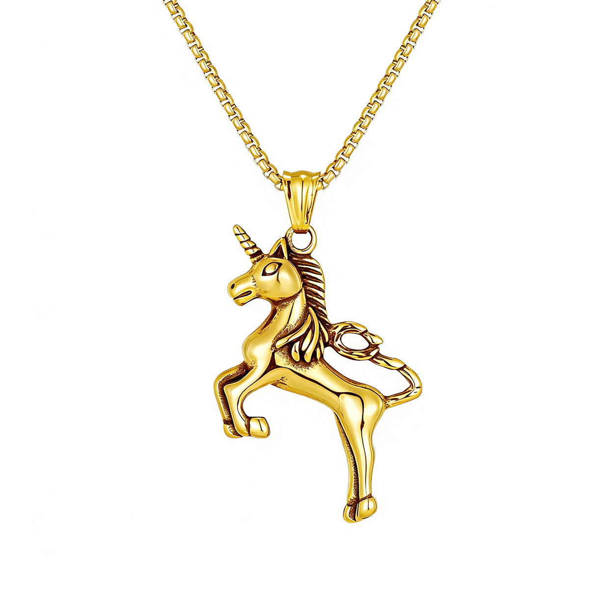 Hip Hop Style Stereo Horse Stainless Steel Necklace