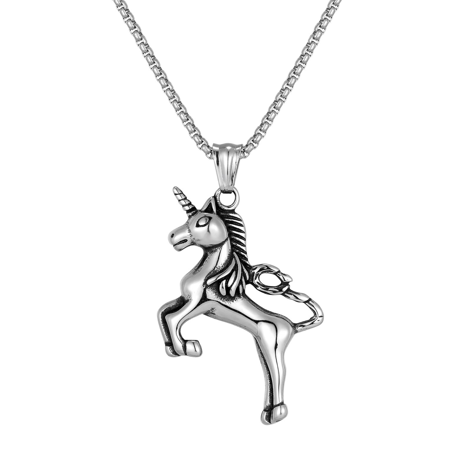Hip Hop Style Stereo Horse Stainless Steel Necklace