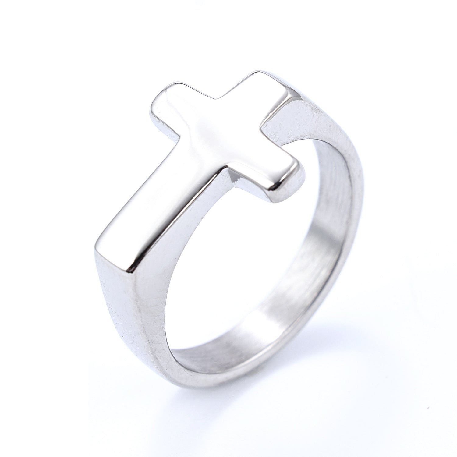 Simple Cross Gold Titanium Steel Ring