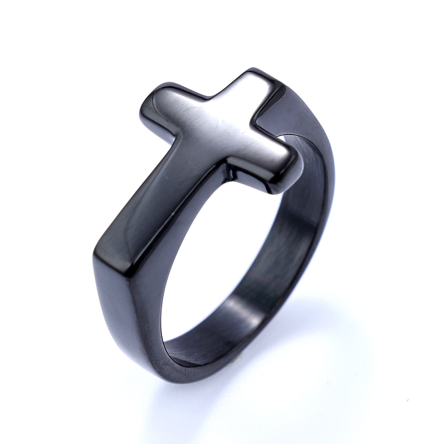 Simple Cross Gold Titanium Steel Ring