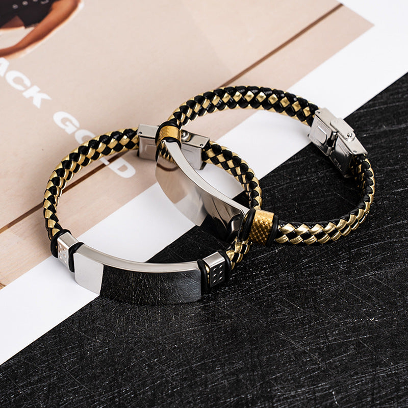 Business Retro Bracelet Rope Wided Bracelet Couple Gift