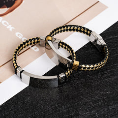Business Retro Bracelet Rope Wided Bracelet Couple Gift