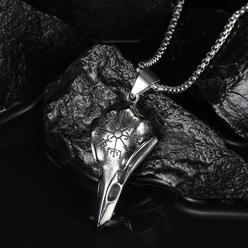 Vintage Crow Skull Viking Necklace