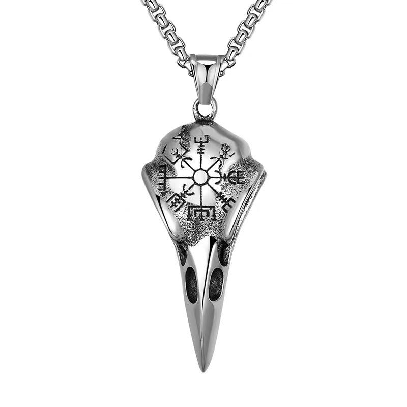 Vintage Crow Skull Viking Necklace
