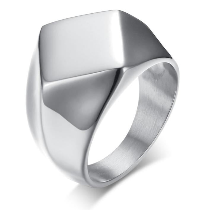 Irregular Diamond-Shaped Solid Titanium Steel Ring