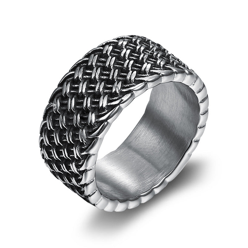 Circle Ring Titanium Steel Men's Vintage Band