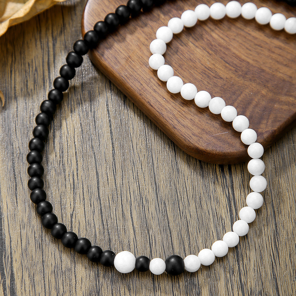 Black Onyx Necklace with Black Glass Beads