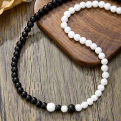 Black Onyx Necklace with Black Glass Beads