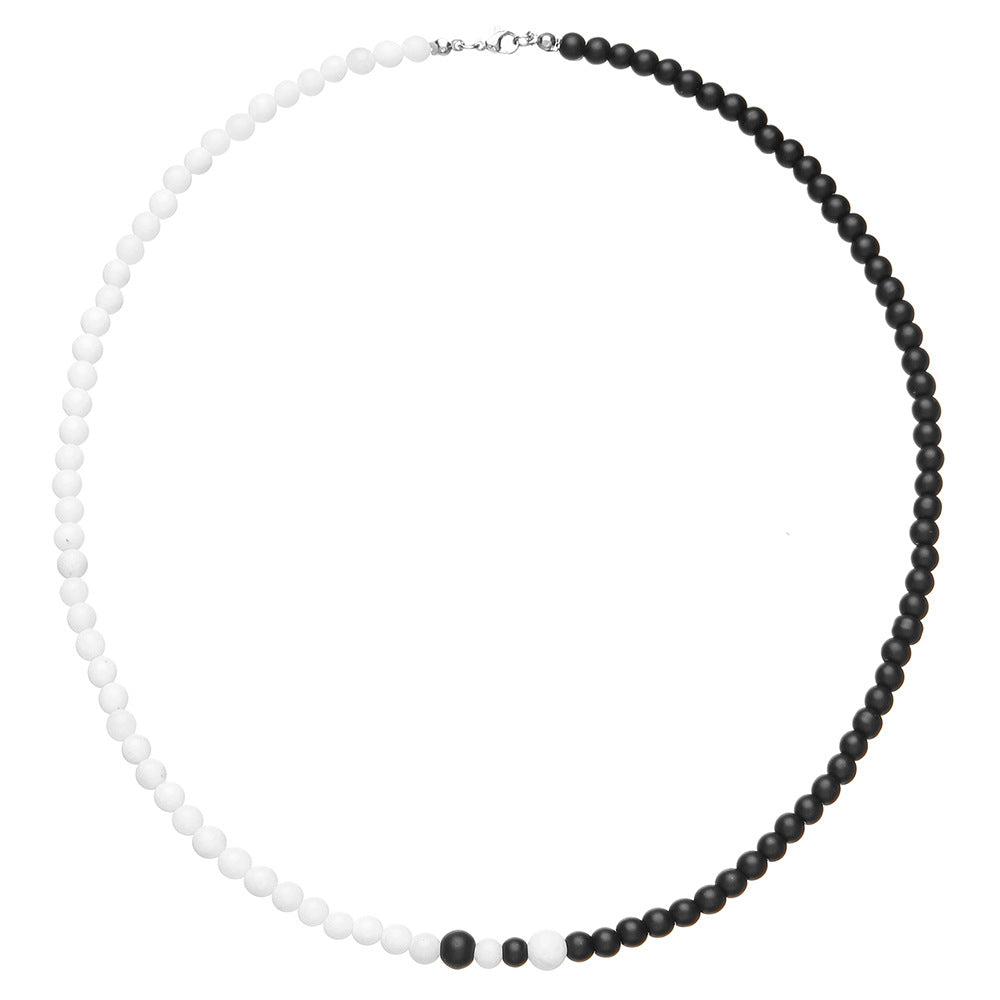 Black Onyx Necklace with Black Glass Beads