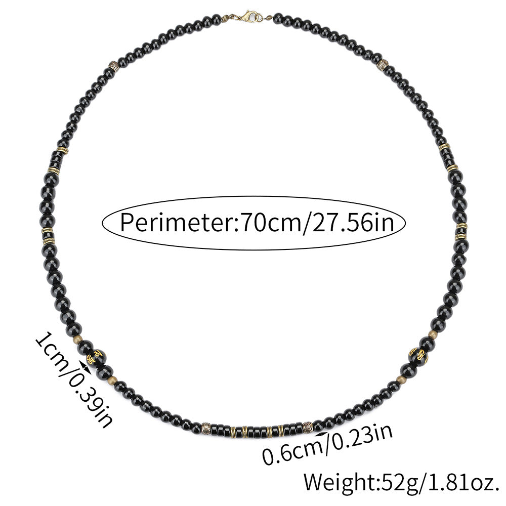 Black Onyx Ethnic-Style Surfer Men's Gift Vintage Necklace