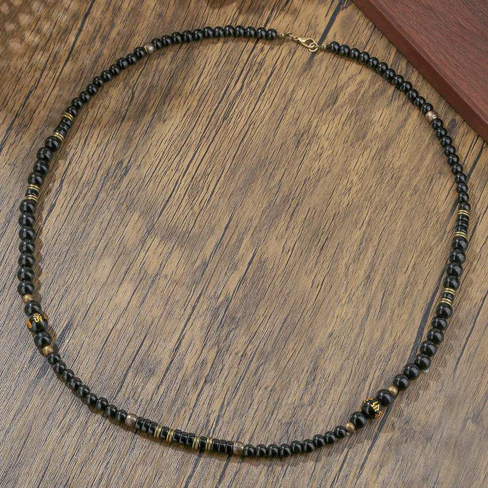 Black Onyx Ethnic-Style Surfer Men's Gift Vintage Necklace