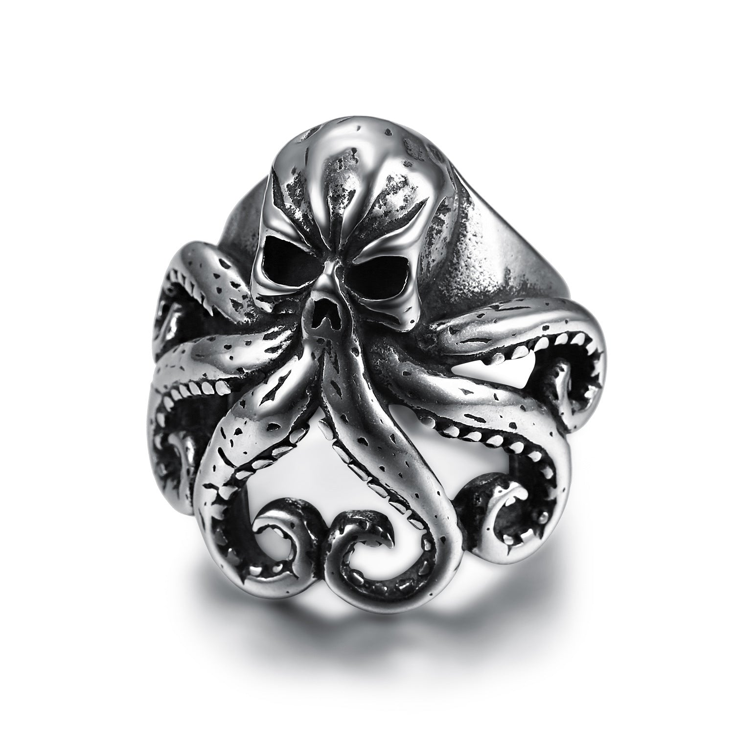 Vintage Punk Men Octopus Titanium Steel Ring