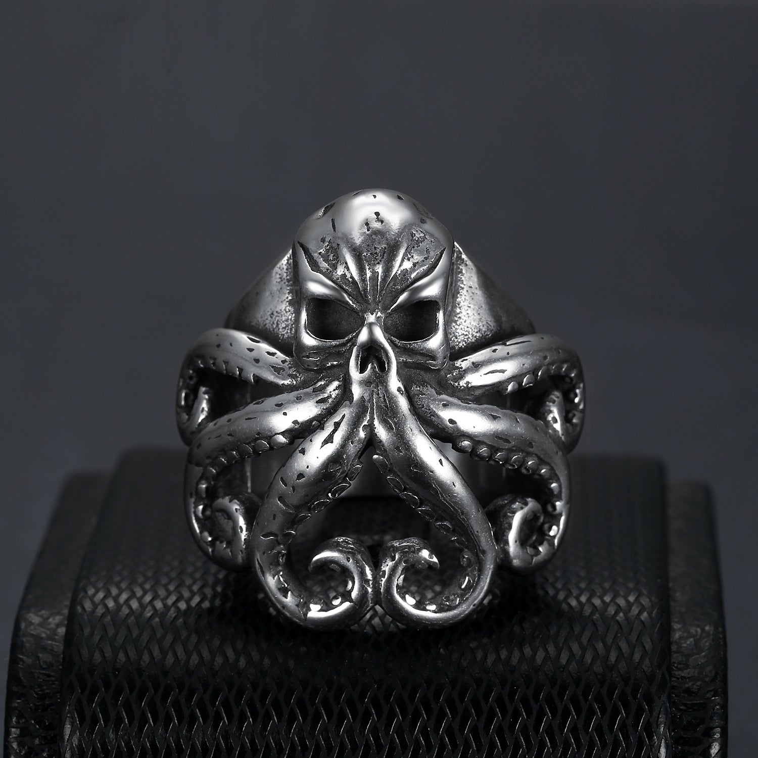 Vintage Punk Men Octopus Titanium Steel Ring
