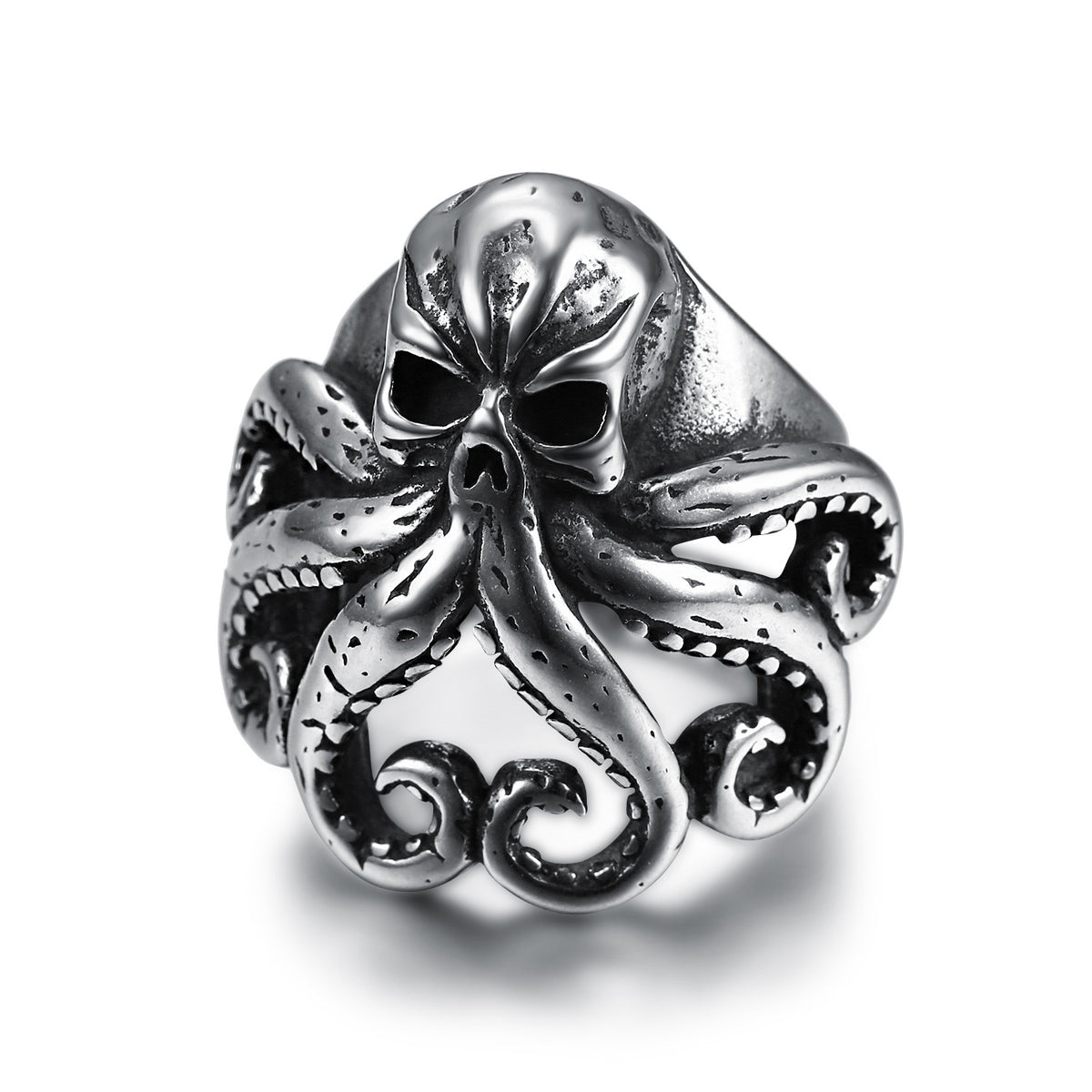 Vintage Punk Men Octopus Titanium Steel Ring