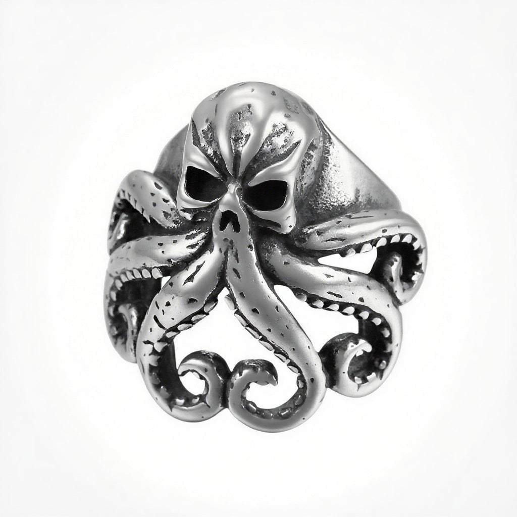 Vintage Punk Men Octopus Titanium Steel Ring