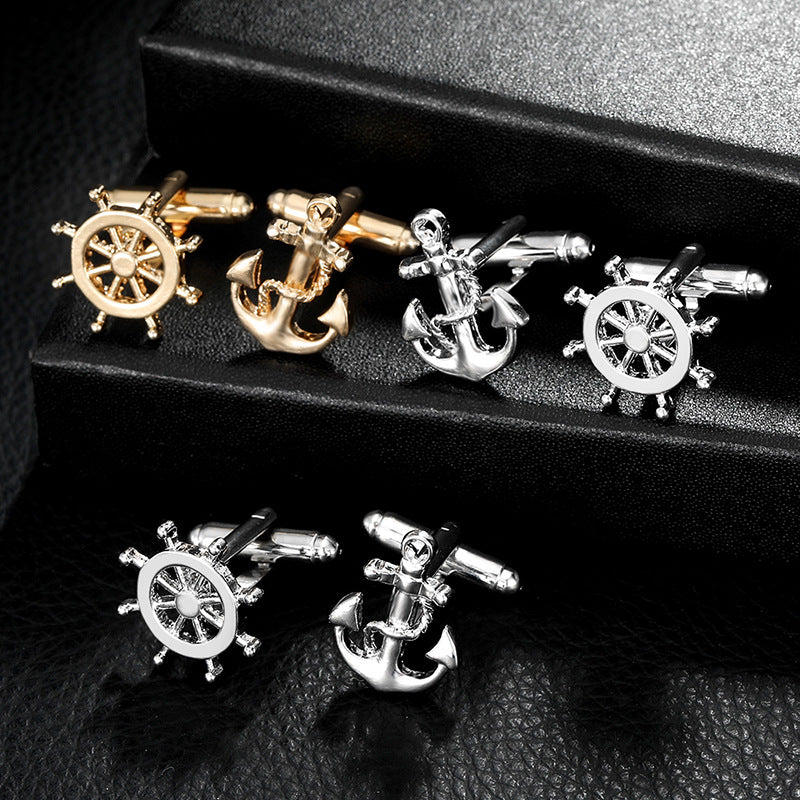 Creative New Men's Nautical Distinctive Rudder Cufflinks French Shirt Sleeve Nails Accessories