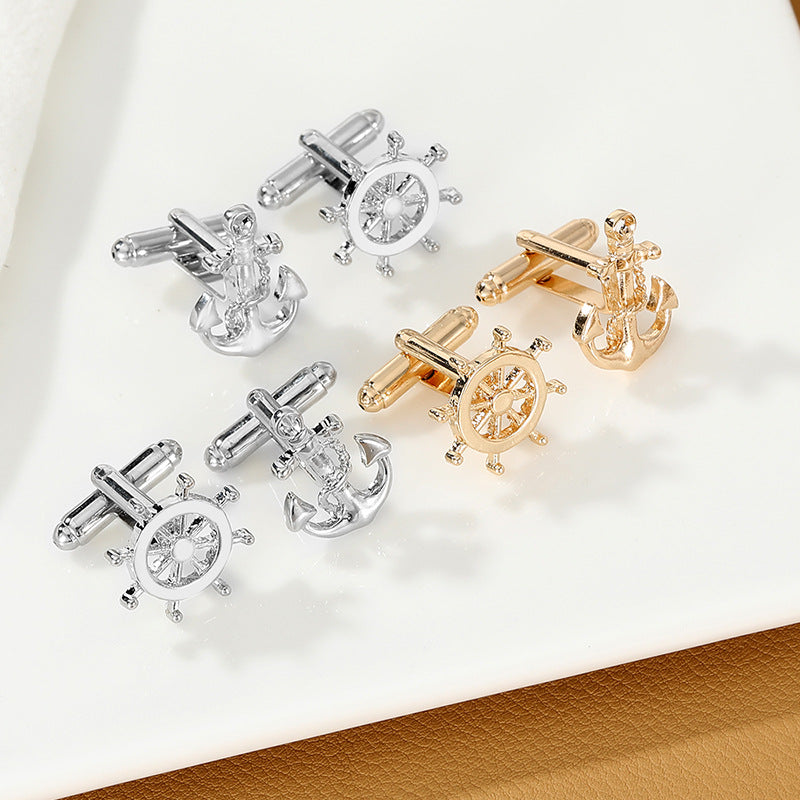 Creative New Men's Nautical Distinctive Rudder Cufflinks French Shirt Sleeve Nails Accessories
