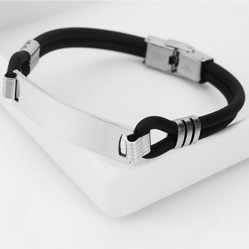 Men's Silicone Stainless Steel Bracelet Titanium Steel Bracelet