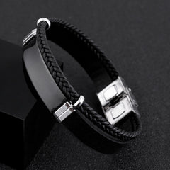 Vintage Titanium Steel Leather Bracelet Braid Bracelet