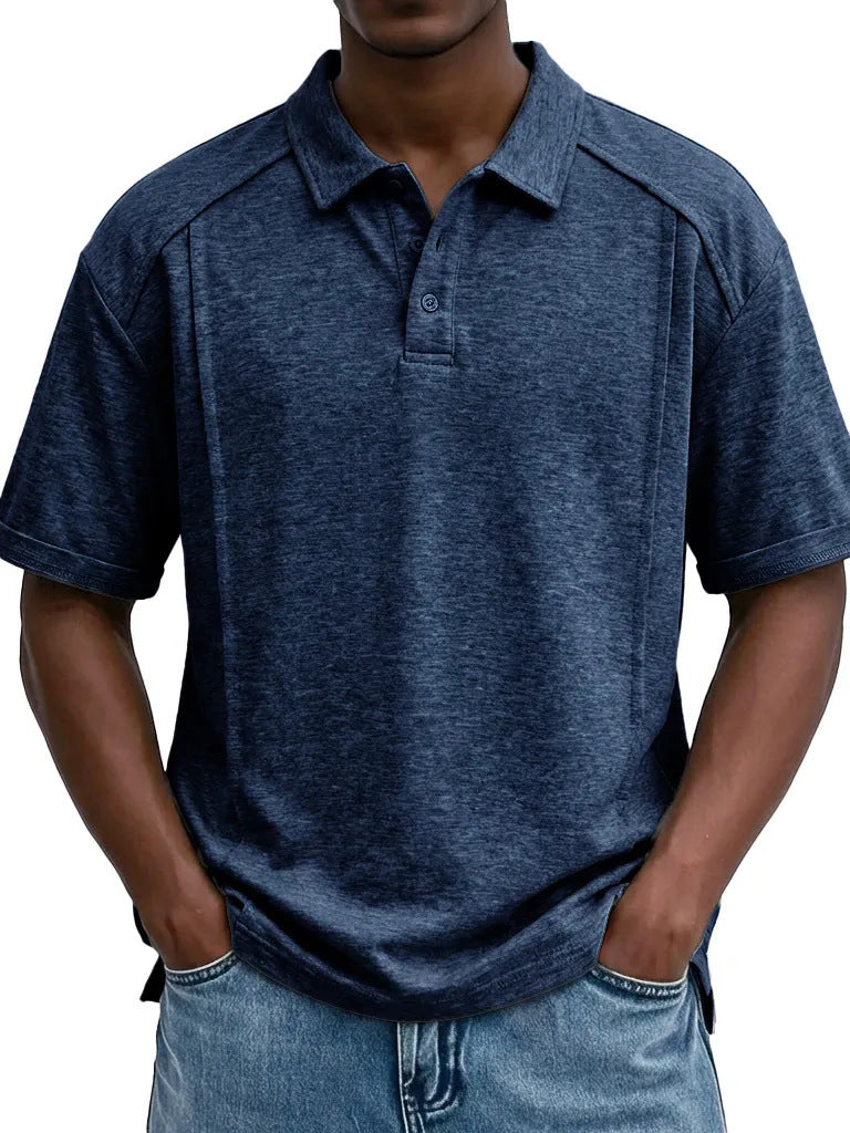 Men's Casual Short-Sleeve Button Lel Polo Shirt S-5XL