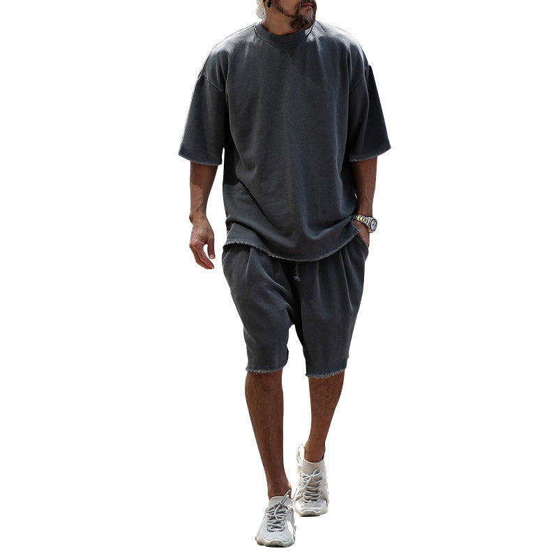 M-8XL Casual Loose Fit Solid Sports Sets