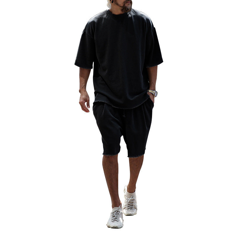M-8XL Casual Loose Fit Solid Sports Sets