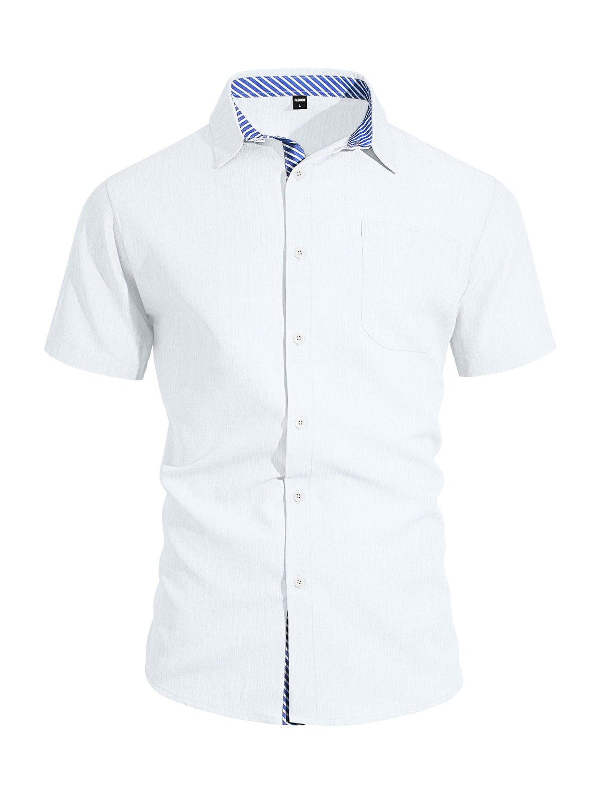 Short-sleeved Shirt With S-3XL Lapel Button And Linen Pocket