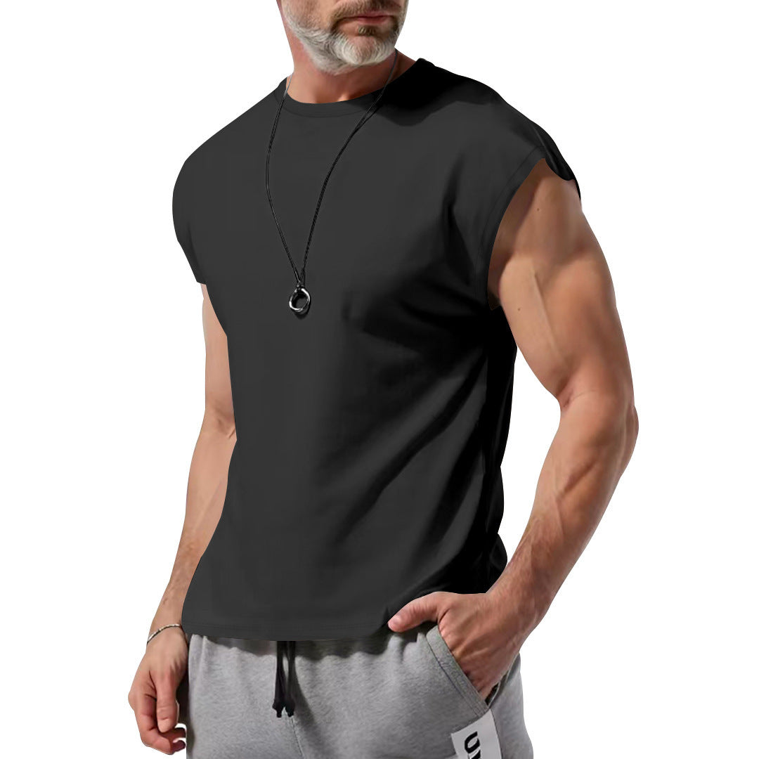 S-3XL Solid Color Thin Sleeveless T-shirt Vest