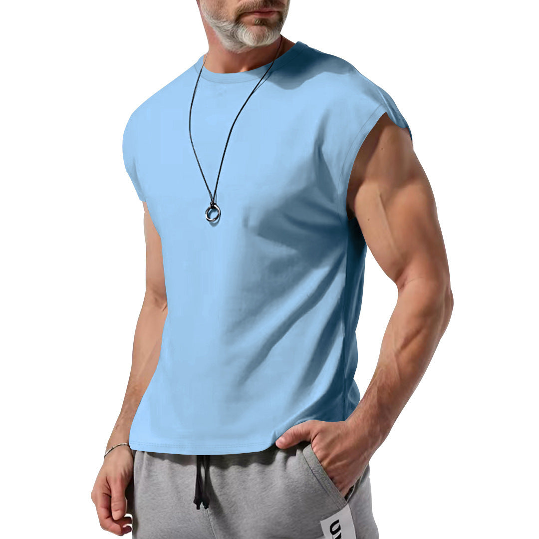 S-3XL Solid Color Thin Sleeveless T-shirt Vest
