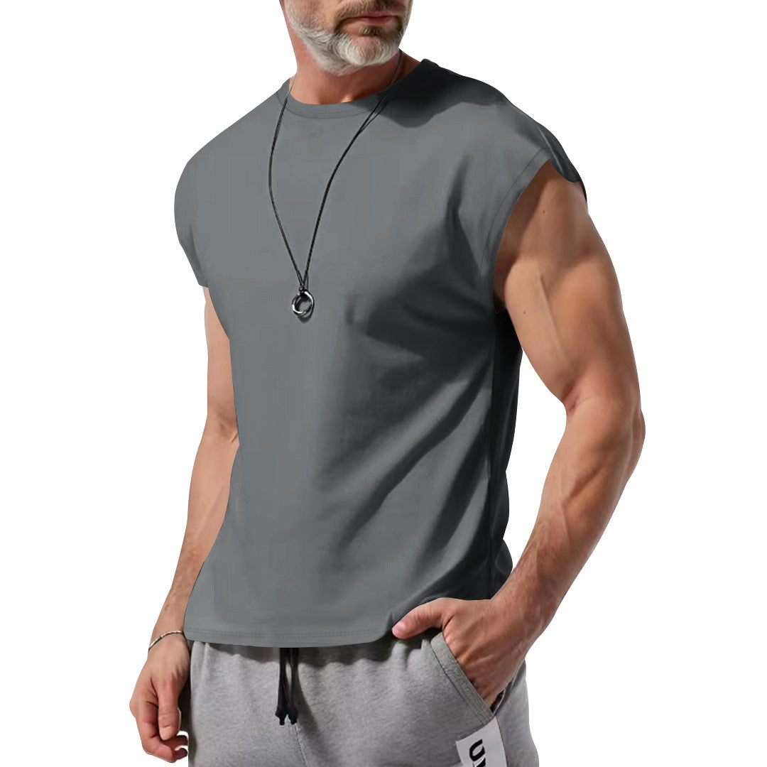 S-3XL Solid Color Thin Sleeveless T-shirt Vest