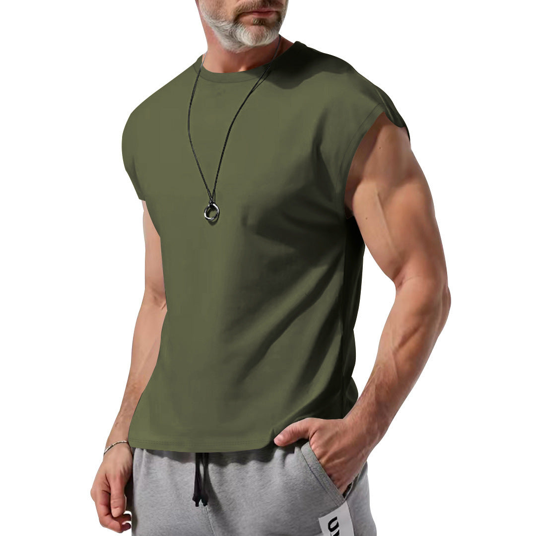 S-3XL Solid Color Thin Sleeveless T-shirt Vest