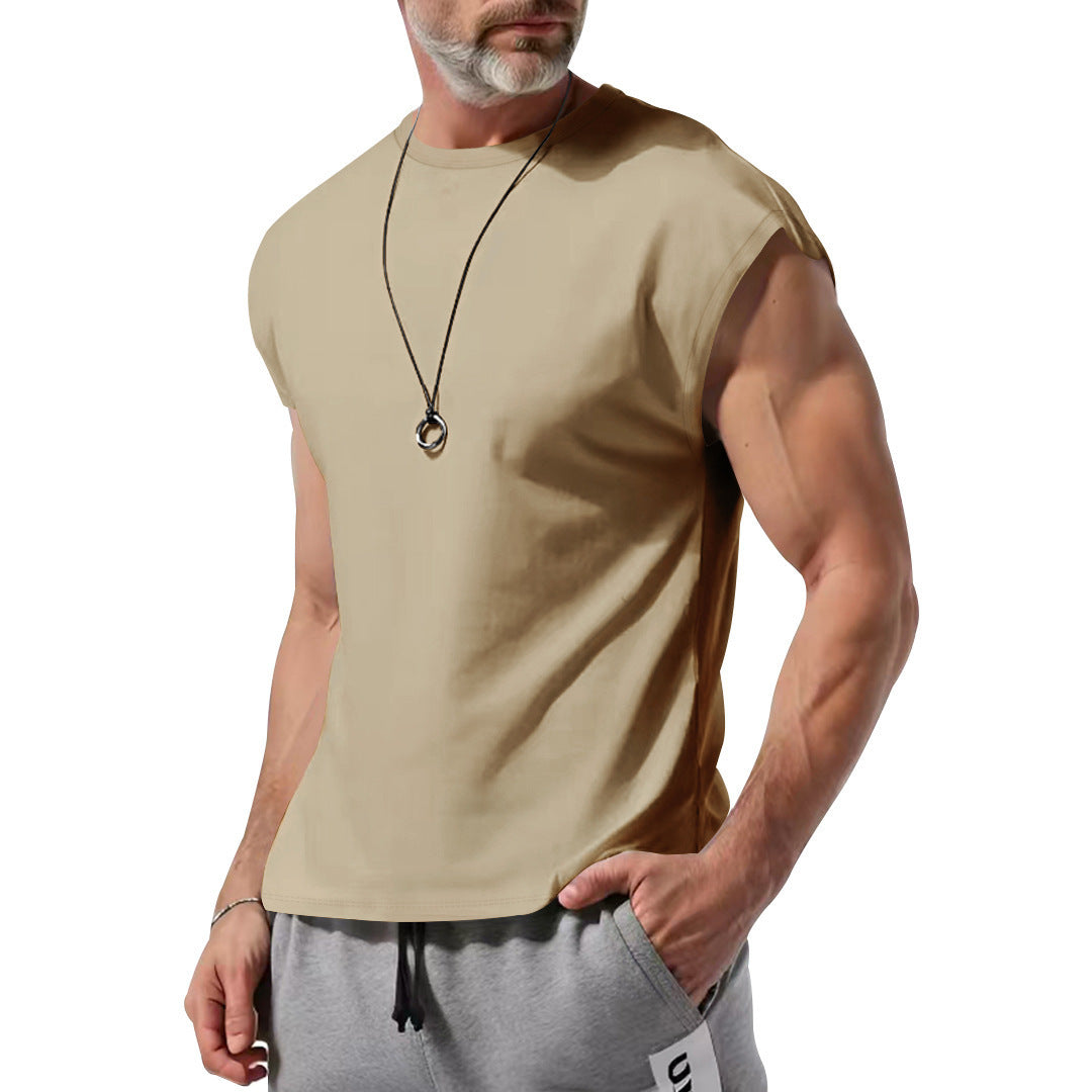 S-3XL Solid Color Thin Sleeveless T-shirt Vest