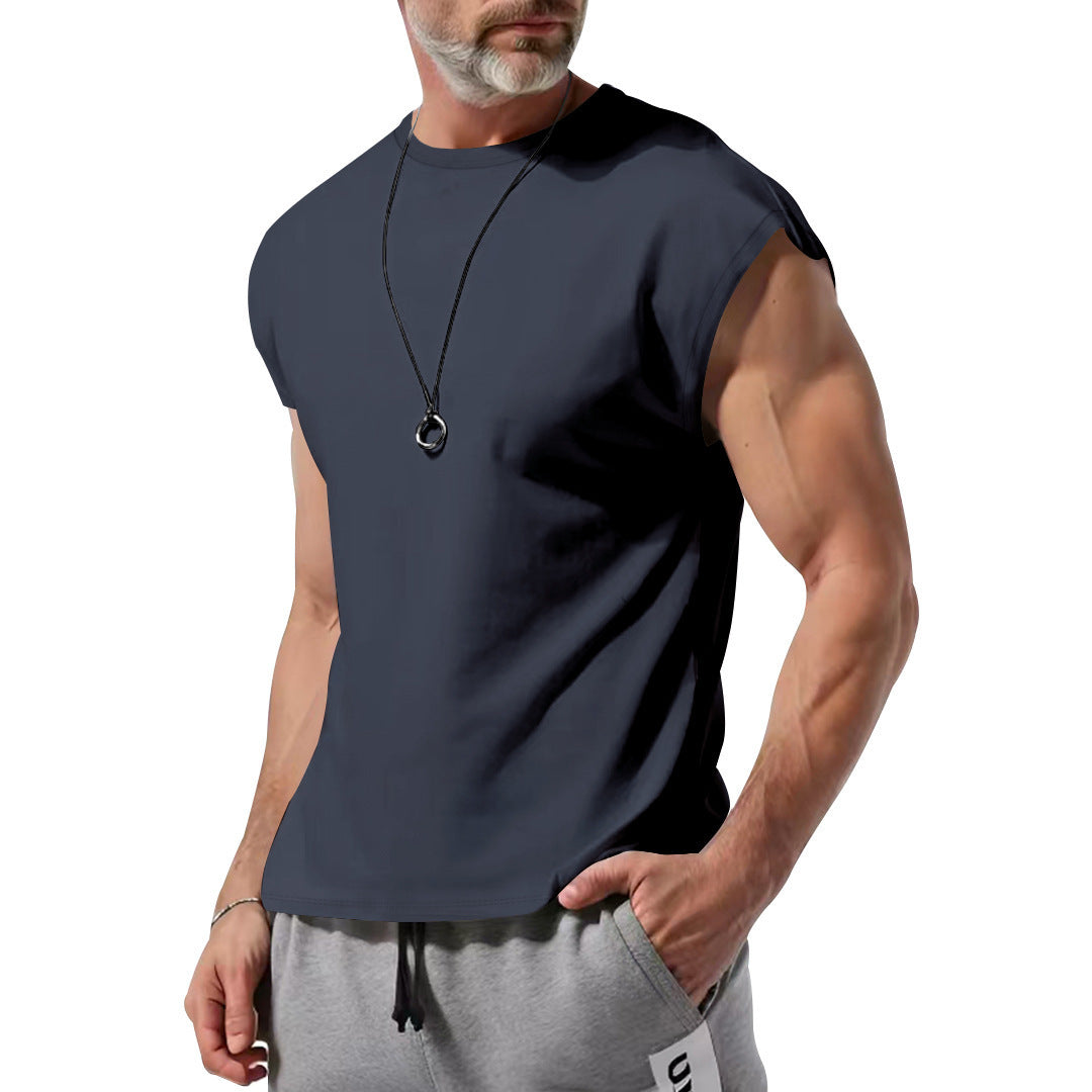 S-3XL Solid Color Thin Sleeveless T-shirt Vest