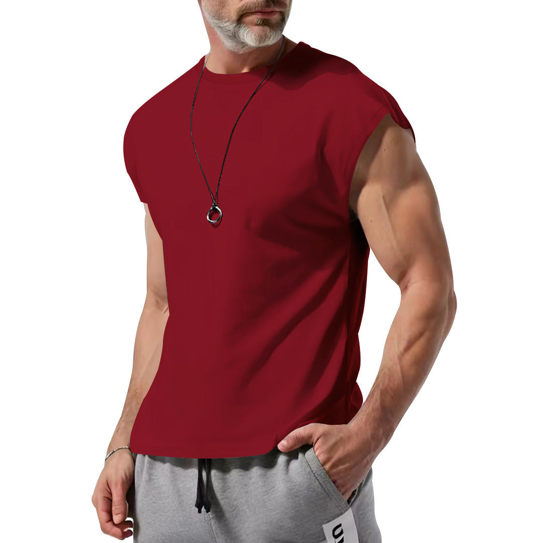 S-3XL Solid Color Thin Sleeveless T-shirt Vest