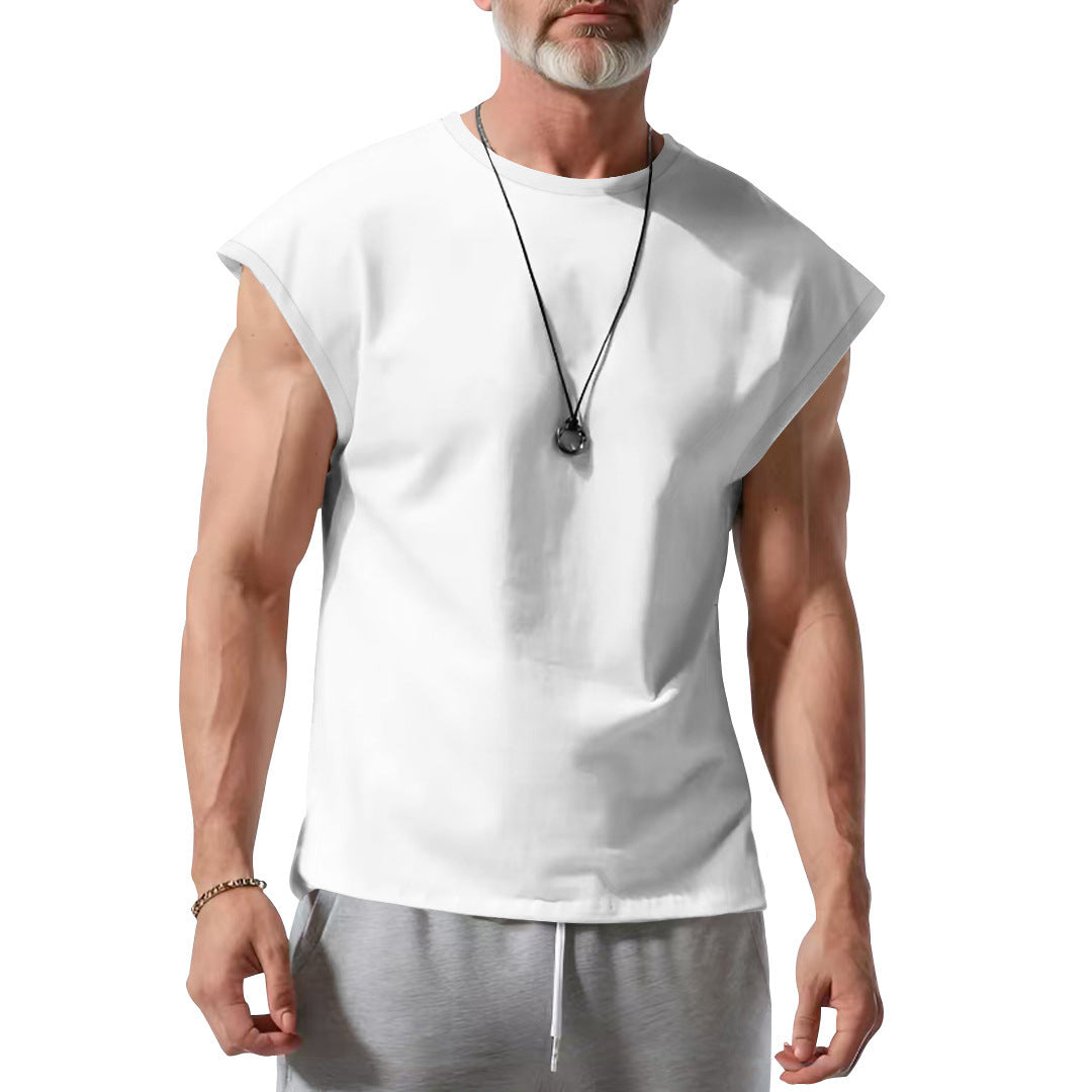 S-3XL Solid Color Thin Sleeveless T-shirt Vest