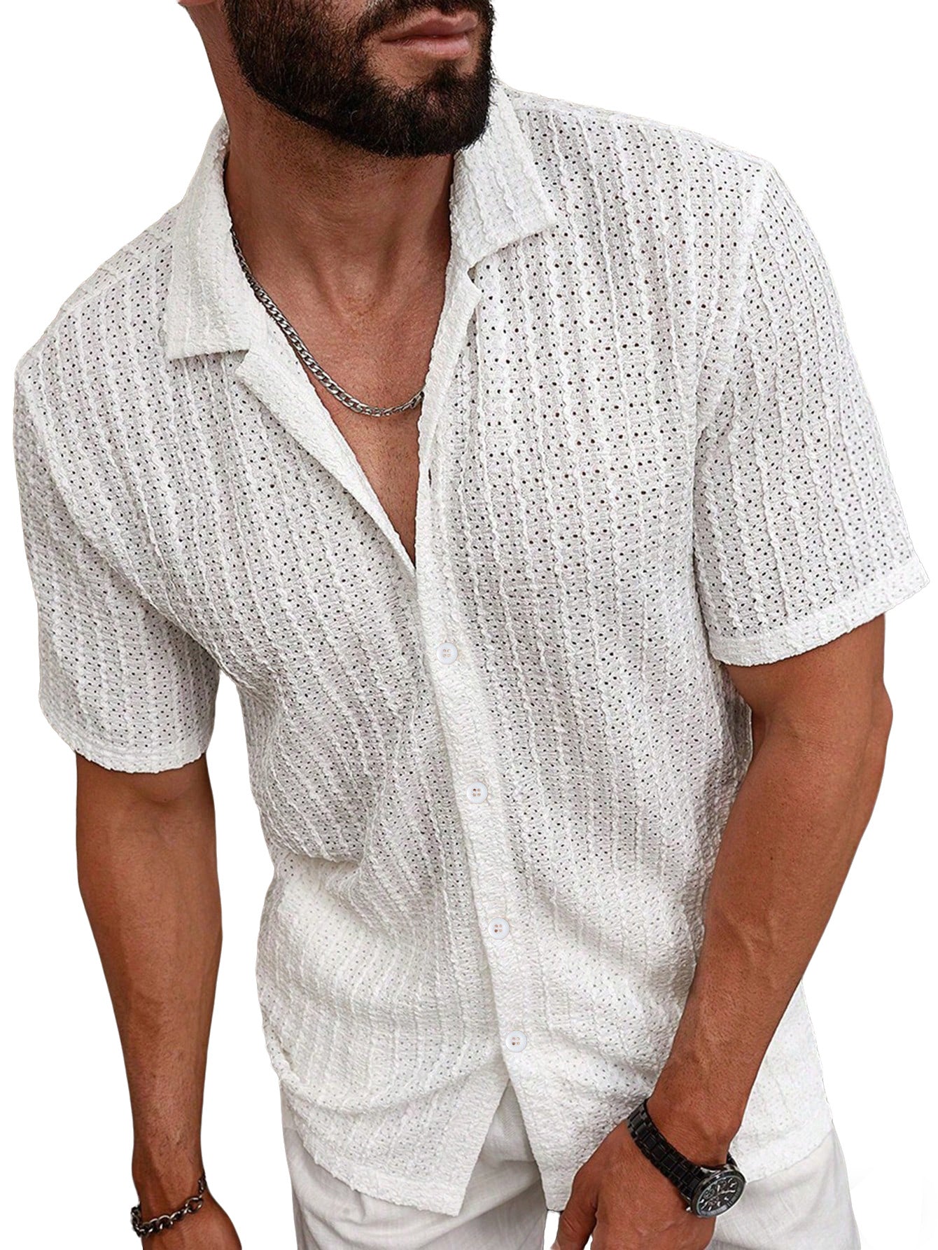 S-2XL Casual Cool Breathable Collar Button Shirt
