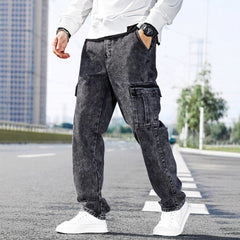 S-4XL Loose Multi-Pocket Casual Denim Trousers