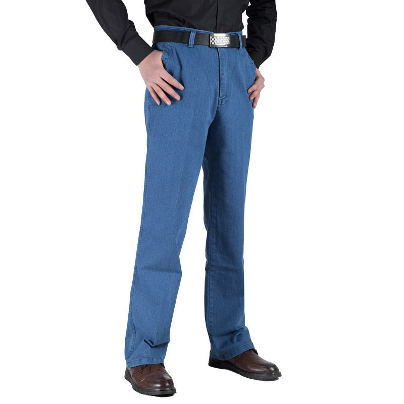 Large-size High-waist Loose Straight-Leg Jeans For Middle-aged And Elderly