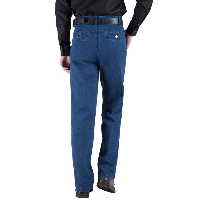 Large-size High-waist Loose Straight-Leg Jeans For Middle-aged And Elderly