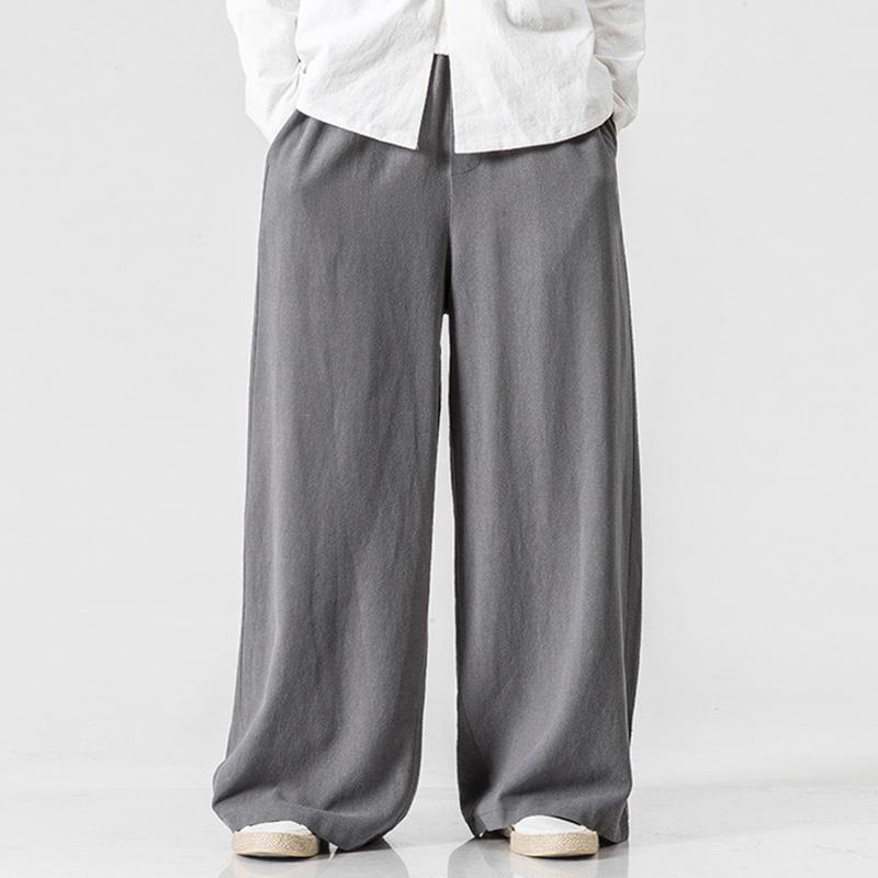 M-5XL Linen Harlan Loose Cotton Linen Plus Size Straight Wide-Leg Pants