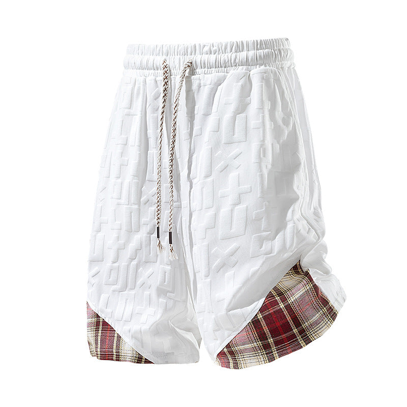 L-9XL Casual Sports Letter Jacquard Plaid Shorts
