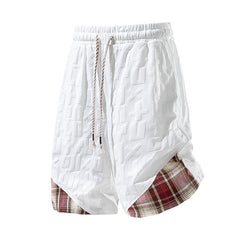 L-9XL Casual Sports Letter Jacquard Plaid Shorts