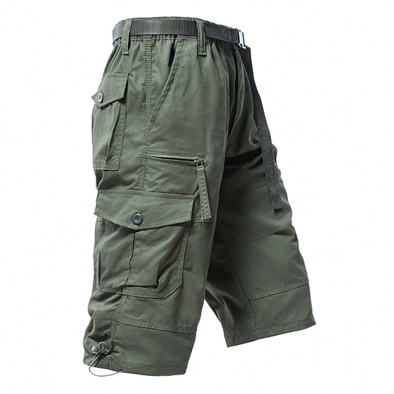 M-5XL Summer Cotton Thin Tooling Loose Straight Mid-length Pants