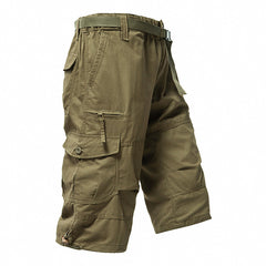 M-5XL Summer Cotton Thin Tooling Loose Straight Mid-length Pants