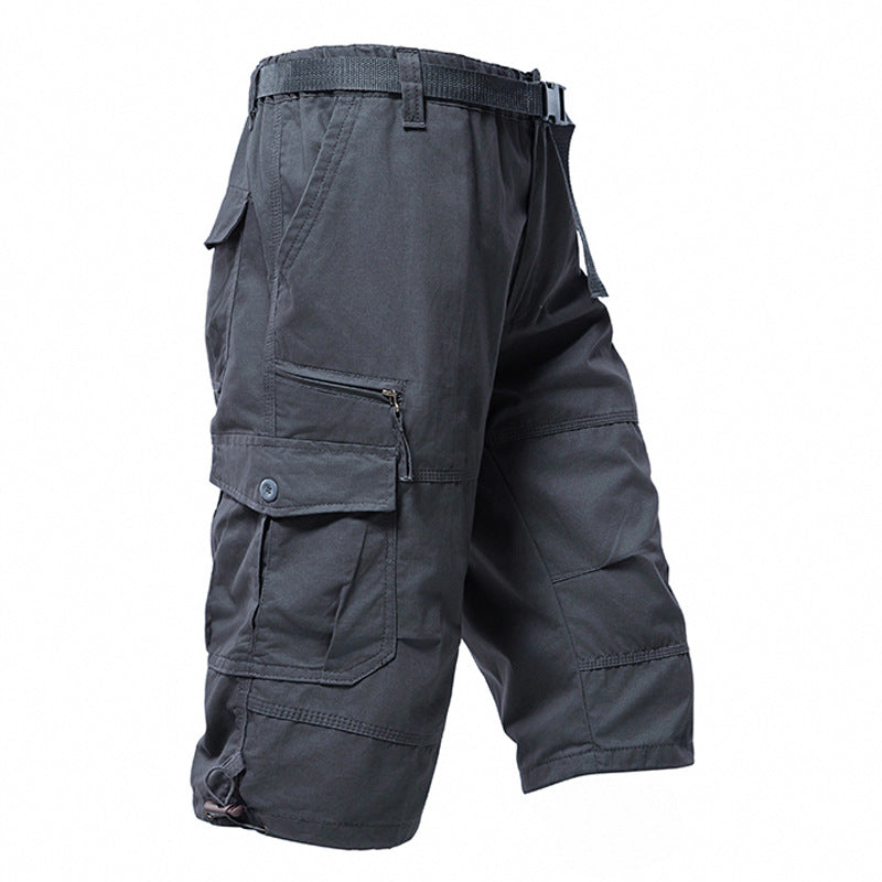 M-5XL Summer Cotton Thin Tooling Loose Straight Mid-length Pants