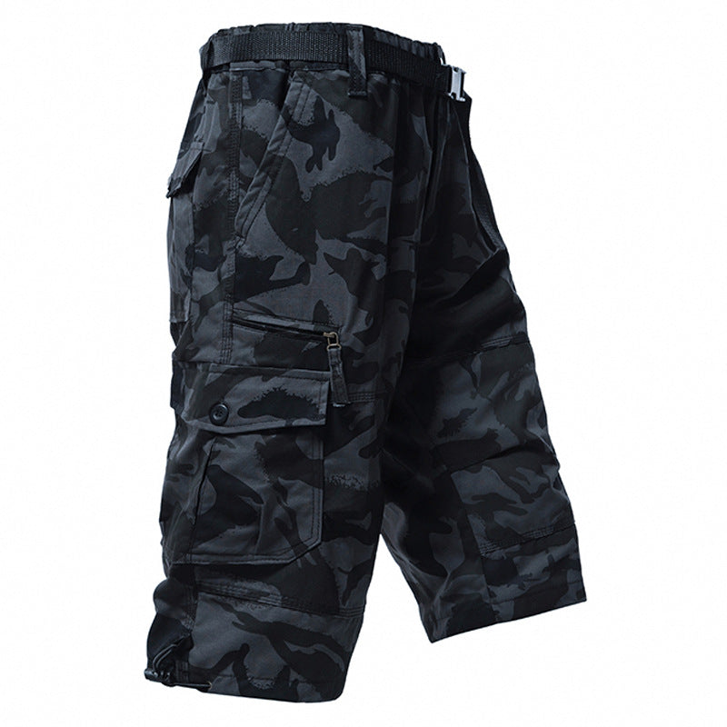 M-5XL Summer Cotton Thin Tooling Loose Straight Mid-length Pants