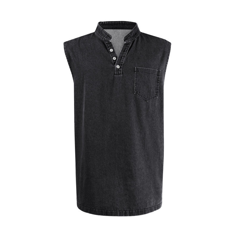 Large-size Men's Explosive Three-button Sleeveless T-shirt Washable Casual Fashionable Vest