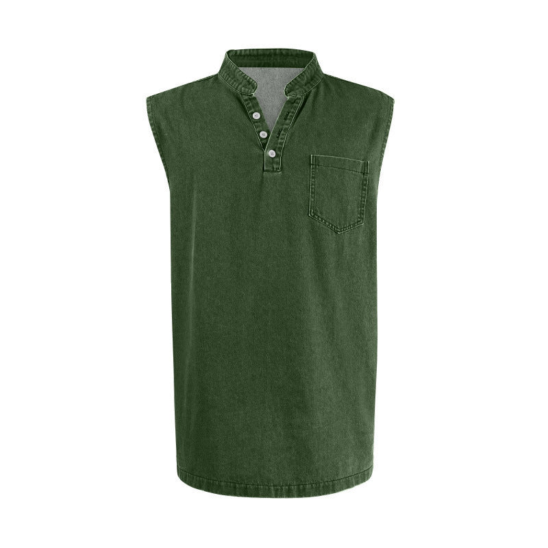 Large-size Men's Explosive Three-button Sleeveless T-shirt Washable Casual Fashionable Vest