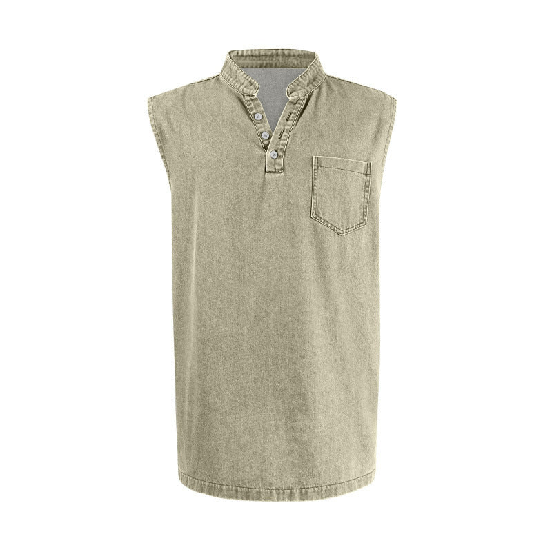 Large-size Men's Explosive Three-button Sleeveless T-shirt Washable Casual Fashionable Vest
